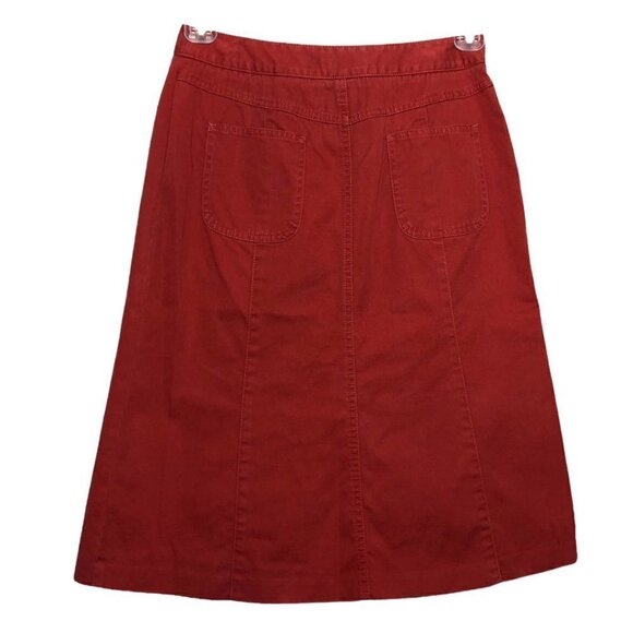 Vintage- TALBOTS - 100% Cotton Brick Red Zip Front A-Line Skirt Pockets - Size 4 - Picture 2 of 4